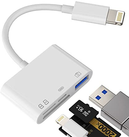 SD Card Reader for Iphone 14 Lightning to USB Micro TF Charger Cable Dongle OTG Adapter Flash Drive Apple Camera Memory Viewer Stick Mouse Keyboard Cord Accessories Photo Compact Photography Converter