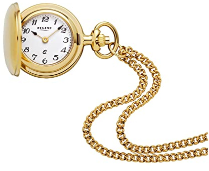 Regent Damen Umhängeuhr Savonnette 70 cm Kette 26 MM Quarz Weißes Zifferblatt Arabische Zahlen P-763