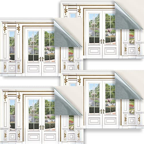 Stick & Go Repositionable Self Adhesive Dolls House Wallpaper 1:24 Scale (Set of 4 Sheets) - Feature Wall/Classic French Windows - No. 181