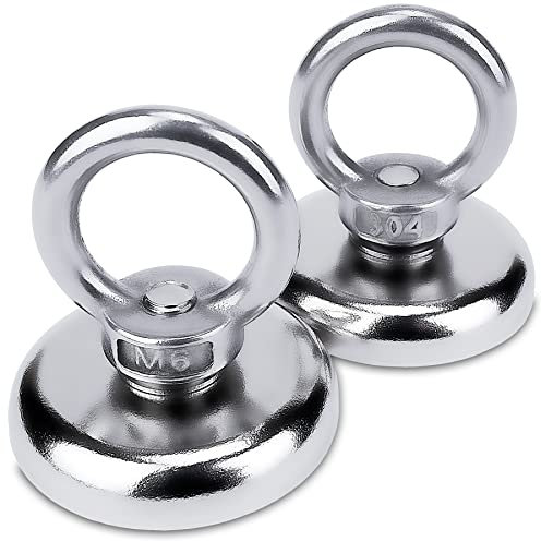 Sensei 2 piezas Imán anular de neodimio Ø36 x H36 mm, imán muy potente en carcasa de acero, fuerza de atracción de 50 kg, gancho magnético