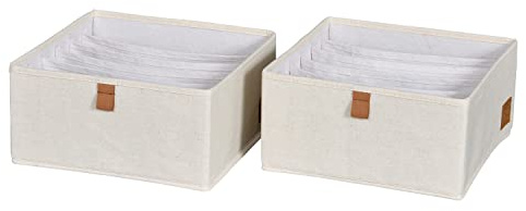 LOVE IT STORE IT Premium lådlåda 2 delar – organisatör för garderob av tyg – set om 2 med 6 fack vardera – beige – 30 x 30 x 15 cm