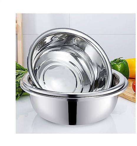 COmaam 304 Stainless Steel Salad Bowls Mixing Bowls Pots and Pans 3 Piece Set Cooking Baking Nesting Bowls Soup Bowls Serving Trays Cookware 36-40cm