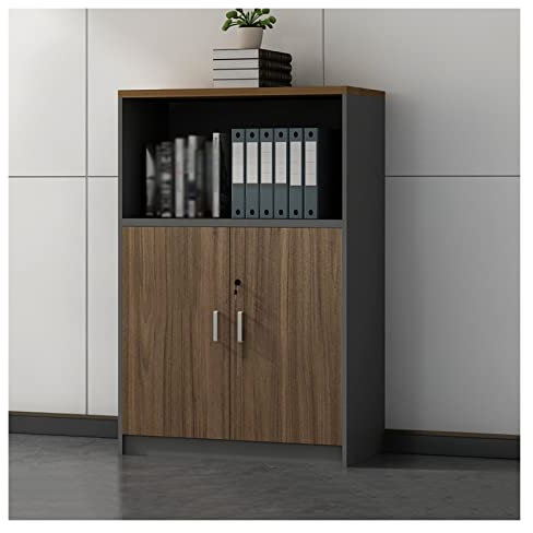 FIONEL Aktenschrank Rollcontainer Aktenschrank, seitlicher Aktenschrank aus Holz mit Tür, Druckerständer mit offenen Lagerregalen for das Heimbüro Büroschrank (Color : Walnut Door)