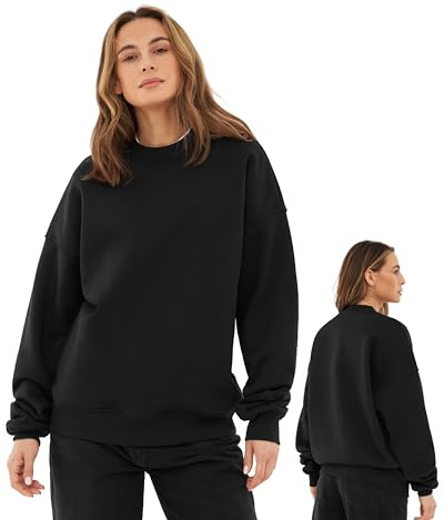 Johnny Urban Sudaderas Hombres & Mujeres Negro - Carter - Jersey Sudadera Sin Capucha - Oversize Crewneck Sweatshirt - Basic Unisex Pullover - Cuello Redondo