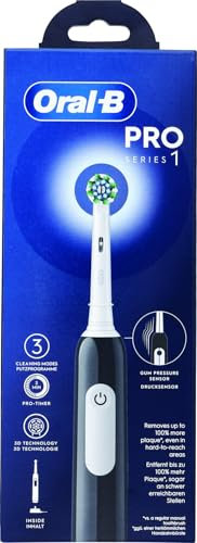 Oral-B Spazzolino Elettrico Ricaricabile Pro Series 1 Nero con 1 Testina di Ricambio, 1 Spazzolino