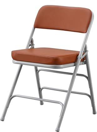 KAIHAOWIN Extra Dicke Gepolsterte Klappstuhl, Stuhl Klappbar mit Superweichem Kissen, Komfort Klappstuhl für Wohnzimmer, Esszimmer und Büro, Braun
