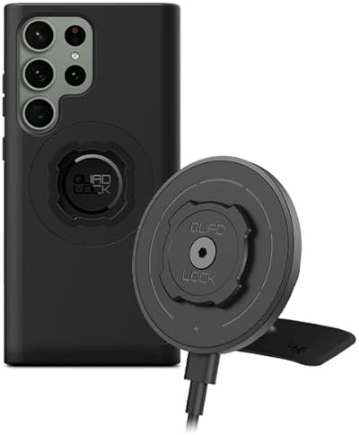 Quad Lock Adhesive Dashboard/Console Car Phone Holder Kit with MAG Wireless Charging Head V2 and MAG Phone Case for Galaxy S23 Ultra