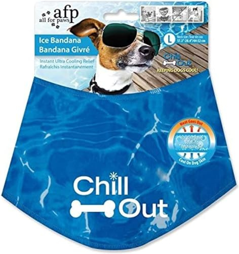 AFP Dog Cooling Bandana, Reusable Breathable Instant Cooling Neck Wrap for Medium Large Dogs, Adjustable Cooling Scarf for Hot Summer, Blue (L: Neck Girth 17.3-20.4 Inch)