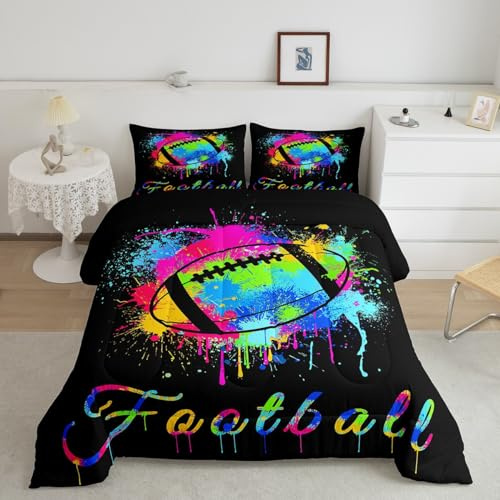 Feelyou Tie Dye Football Rugby Comforter Set Full Size Kids Boys Girls