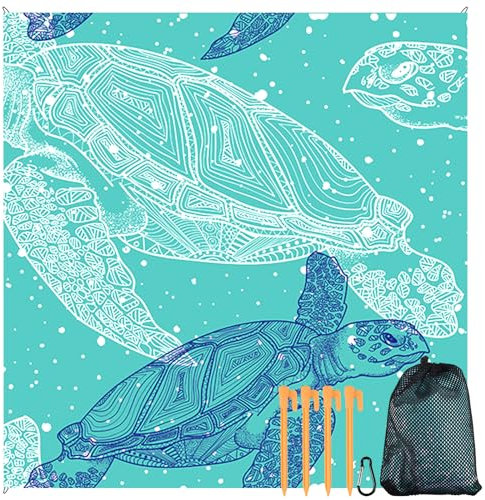 FGen Stranddecke sandfrei,210x200cm Extra Groß Stranddecke,Wasserdicht Picknickdecke,Picknickdecke XXL,Outdoor Picknick Decke,mit 4 Heringen und 4 Ecktaschen,für Strand,Wandern,Reisen