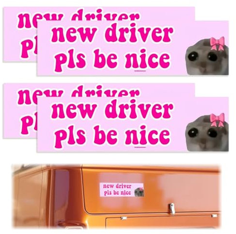 QEQSHQO Autocollant Humoristique pour Voiture, 4 pièces, Auto-Aufkleber Amusant, Autocollant pour Nouveau Conducteur, Étudiant, Vinyle Rose, Animal, Cartoon, Outdoor
