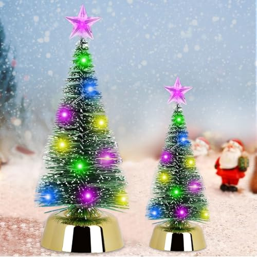 2 Stück Weihnachtsbaum, Tannenbaum Künstlich, Weihnachtsbaum Künstlich, LED Weihnachtsbaum Klein, Weihnachten Dekoration, Weihnachtsdeko Tisch, Mini Tannenbaum Weihnachts Tischdeko (19cm+25cm)