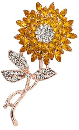 COSMEVIVI Sonnenblumenbrosche Legierung Strass Ziernadeln Damenbrosche Modisch Elegant für Kleidung Schals Geschenk