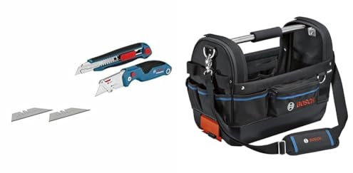 Bosch Professional 2 tlg. Messer Set + Werkzeugtasche GWT 20 (ProClick System: kompatibel mit L-BOXX)