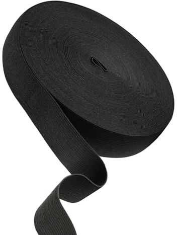 vcsjw Bandas de goma planas de 6 metros, color negro, 20 mm, ancho | Cinta elástica para costura, goma para pantalones, cintura de costura, fabricación de pelucas