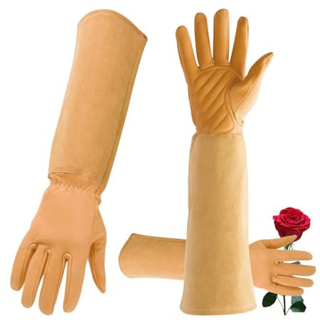 Lange Gartenhandschuhe,Lange Gartenhandschuhe Damen - Rosenschnitthandschuhe - Dornenfeste Handschuhe, langärmelige Gartenarbeit, pannensichere Handschuhe mit Unterarmschutz für Damen