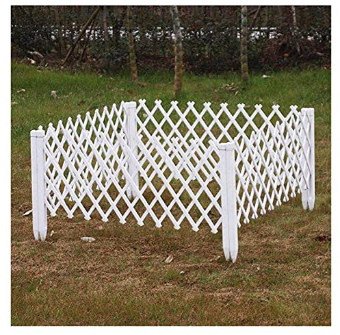 Lot de 4 panneaux de clôture de jardin en bois blanc extensible pour bordures, herbe, parterres de fleurs, bordures de plantes, panneaux de chemin pour beaux paysages