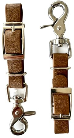 ZAVVIT Juego de 2 soportes para estribo, soporte para placas de equitación, Gerte, resistente al agua, correa resistente, mosquetón de tijera y cierre de hebilla, Color especial: turrón, 14cm inkl