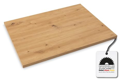 Hausfux Tischplatte nach Maß - 2,5 cm Starke Spanplatte, melaminbeschichtet, mit ABS-Kante - individueller Zuschnitt - Made in Germany (Artisan Eiche, 140 x 70 cm)