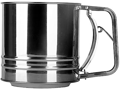 Cabilock Large Stainless Steel Hand-Crank Flour and Sugar Powder Sifter Fine Mesh, Semi-Automatic Baking Tool for Home and Professional Use,