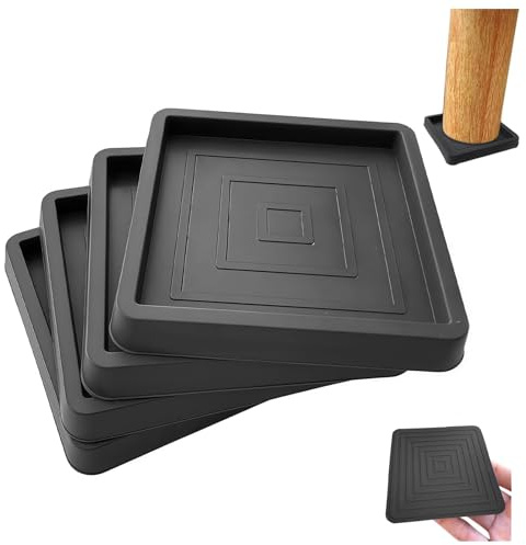 Daryunk 4Pcs Piano Square Rubber Foot Pads, 2.5x2.5 Anti-Slip Square Furniture Castor Cups, Furniture Pads for Hardwood Floors