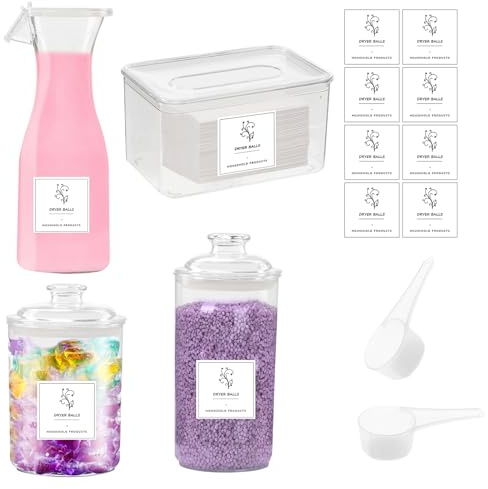 4PCS Clear Acrylic Laundry Pods Storage Container,Large Capacity Laundry Detergent Storage with Labels,Washing Powder Storage Container, Laundry Room Accessories for Fabric Softener, Washing Pods