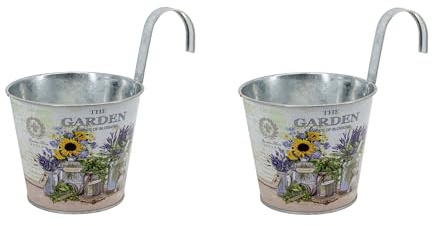 DARO DEKO Metall Hängetopf - Ø 15cm x 13cm (Sonnenblume, 2 Stück)