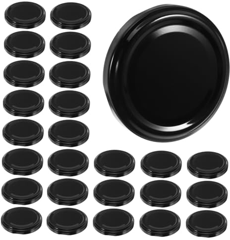 Couvercle Confiture 50 Pièces en Fer Noir pour Bocaux 58mm | Bouchons de Rangement Étanches, Couvercles de Bocaux Maison, Conservation des Aliments en Bocaux