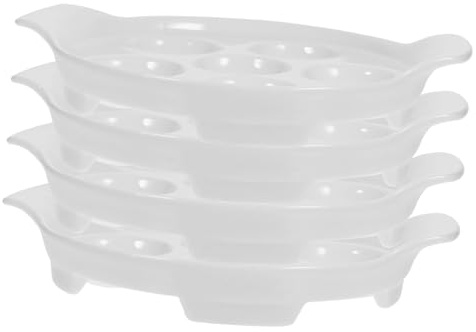 Healifty Plat à Escargots Perforé Céramique 18 Cm Double Anse Cuisson Haute Température Famille 4 Pièces pour Four et Service