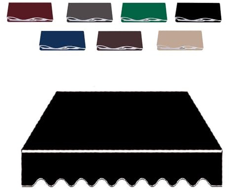 3,5 x einziehbarer Outdoor-Sonnenschutz, Stoff, Ersatz-Terrassenüberdachung, Material, UV-beständig, wasserdicht, Schwarz und Khaki (3 x 1,5 m)