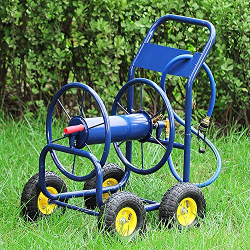 Carrello avvolgitubo da giardino, carrello in metallo resistente per uso esterno, contiene 150 m di tubo da 1/2 pollici, ideale per cortile e paesaggio