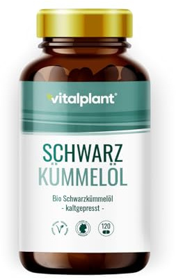 Vitalplant® Bio Schwarzkümmelöl Kapseln | Schwarzkümmelöl kaltgepresst mit 3% Thymoquinon | Das mediterrane Immunwunder für natürliche Balance | 120 Kapseln