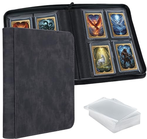 Wigearss Álbum de Cartas Coleccionables para 112 Toploaders, 4 Compartimentos, Fundas Rígidas 3x4, Álbum para Tarjetas de Comercio, Colección de Cartas TCG, MTG