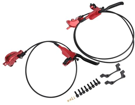 FUANA Hydraulisches Mountainbike-Bremsen-Set, 4-Kolben-Öl-Scheibenbremsen mit Aluminium-Schmiede-Sattel, für Vorder- und Hinterrad, 800 mm/1450 mm Schlauchlänge, für 51 mm IS und 74 mm Pfostenmontage