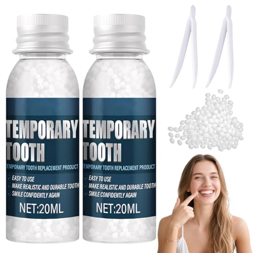OIXYA 2 pièces Kits de réparation dentaire temporaire, colle,kit de remplissage dentaire, perles de réparation pour la temporaire des dents manquantes et cassées,(20g+20g)