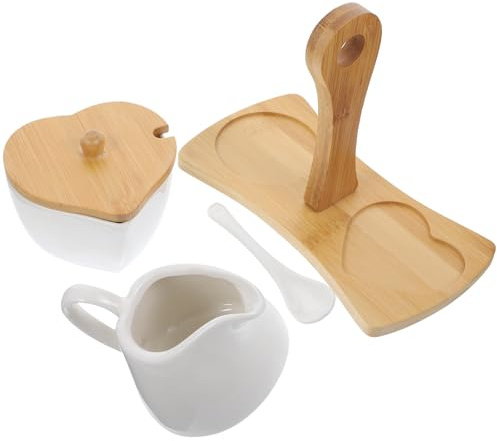 BAZEITFLOW Ensemble Sucrier et Crémier en Céramique Blanche avec et Plateau en Service à Thé Lait pour Maison et Hôtel Pot à Sucre et Pot à Crème Élégant et Pratique