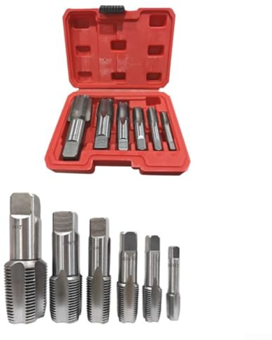 Juego de grifos de tubería NPT para HSS, herramientas de rosca de acero de alta velocidad de 5/6 piezas para roscas internas de precisión en tubos de metal o plástico, kit de cortador de reparación de