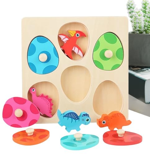 Dinosaurier-Holzpuzzle, Eier-Steckbausteine zum Zusammenbauen, Farbsortier- und Eier-Zuordnungsspielzeug, Für Kinder, Mädchen, Schüler, Schule, Zuhause, und Kindergarten