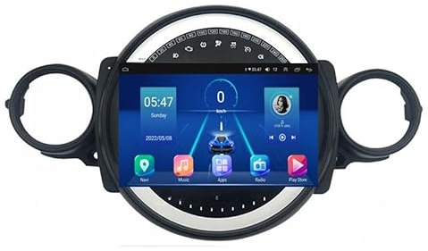 Android 16 Radio Coche Pantalla Táctil 9 Pulgadas para BMW Mini 2007-2010 Conectar y Usar Navegación GPS Control del Volante RDS Enlace Espejo(HM601 4 Core WiFi 1+16GB)