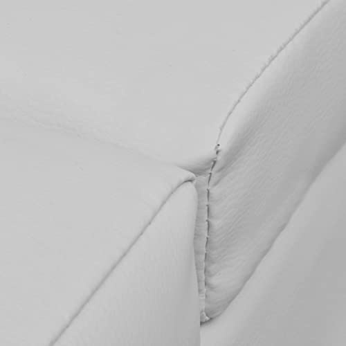 Chaiselongue vitt konstläder med stoppning och ryggstöd, avslappningsstol, ergonomiskt justerbar, Recamiere sängbädd för vardagsrum och sovrum