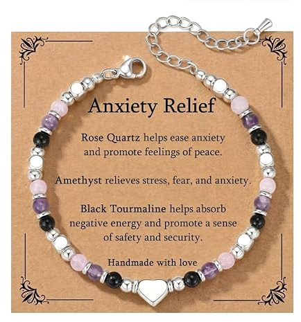 Korotho Birthday Gifts for Women, Crystal Healing Bracelet - Empath Protection Anxiety Relief Graduation Retirement Good Luck Gift for Her Girls Friend Mum Daughter (with Card)