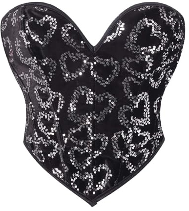 Zanisouta Corsé sexy para mujer, sin espalda, corsé vintage, corsé de lentejuelas con corsé con corsé de lentejuelas, elegante y suave, lencería ligera, bustier, fiesta, carnaval, cómodo corsé, O