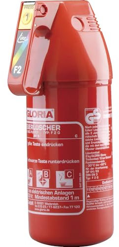 GLORIA | Pulver-Kompakt-Feuerlöscher | Inhalt 2 kg | Brandklasse A+B+C