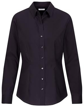Seidensticker Damen Women Slim Longsleeve Cotton Bluse, Schwarz(080613), 44 EU