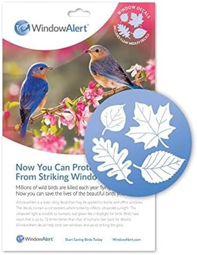 WindowAlert Leaf Medley Anti-Collision Decal - UV-Reflective Window Decal to Protect Wild Birds from Glass Collisions - Made in the USA
