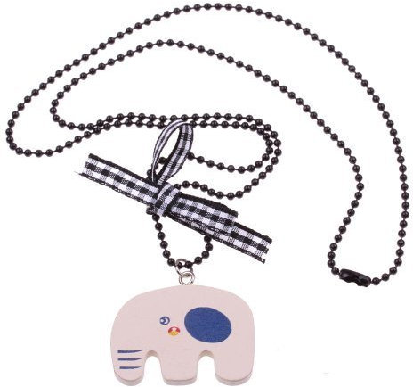 Elefanten Halskette - ca. 70cm lange Kette - Holz Elefant Anhänger Indien Afrika Zoo