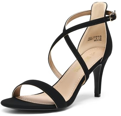 DREAM PAIRS Women's Dolceheeled sandal | Faux sheepskin PU upper, anti-slip outsole, roomy round toe, chunky heel, timeless strap design