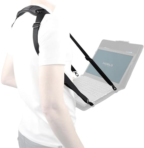 Mobilis Arnés para Portátil y Tablet con 4 Puntos de Sujeción | Trabajo Manos Libres de Pie, Correa Ajustable 100-180 cm, Acolchado Reforzado, Herrajes Metálicos