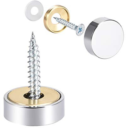 sourcing map Spiegelschrauben, dekorative Abdeckkappen, polierter Edelstahl, 20 mm, 8 Stück