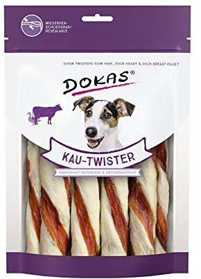 Dokas Kau-Twister Rinderhaut, Entenherz&Entenbrust | 9X 200g Hundesnack